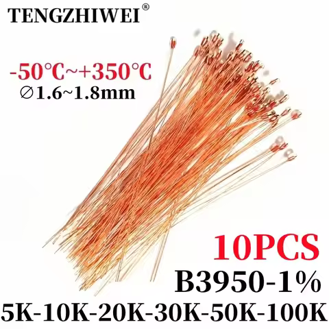 10PCS high temperature NTC thermistors MF51-1% B value 3950 5K 10K 20K 30K 50K100K 200K -50℃~+350℃