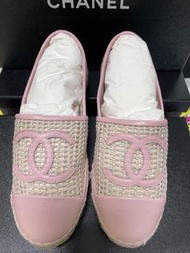 Chanel 粉色編織草編鞋 36碼