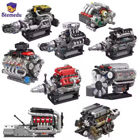 MOULD KING V8 V12 W16 Engine Model Motorized Simulate Electrically Drive Building Block Sport Car FE