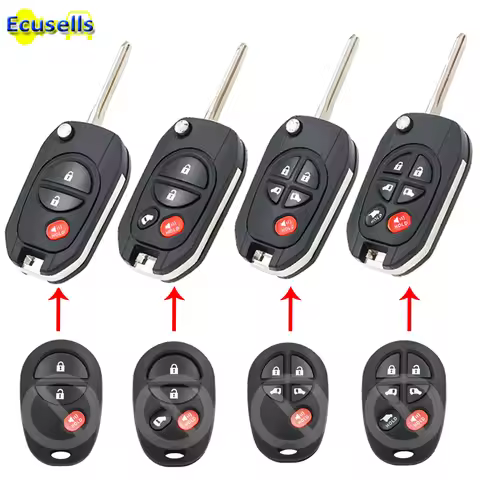Ecusells Modified Flip 3/4/5/6B Remote Control Key Fob Shell Case Fob for TOYOTA Sequoia Highlander 