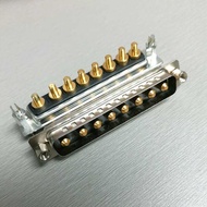 Hybrid High Current 8W8 In-Line Male Connector 8 Large Core Plug with Fish Lock Terminal All Gold Pl