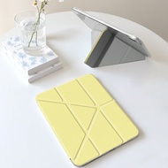 1pc Pure Yellow Dual-Sided Acrylic Transparent Crystal Backboard Shockproof Sleep/Wake Tablet Case C