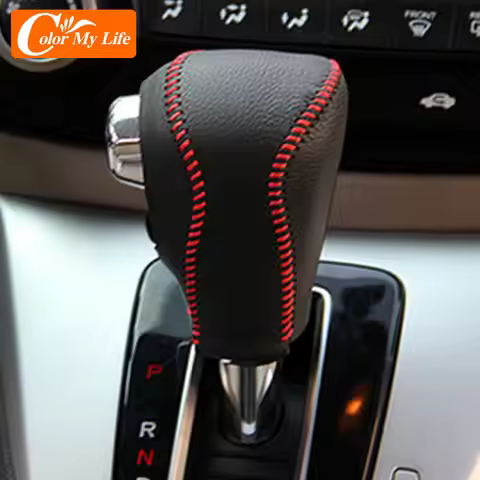 Car Interior Gear Shift Knob Head Cover Collars for Honda CRV CR-V 2012 2013 2014 Hand-Stitched Leat