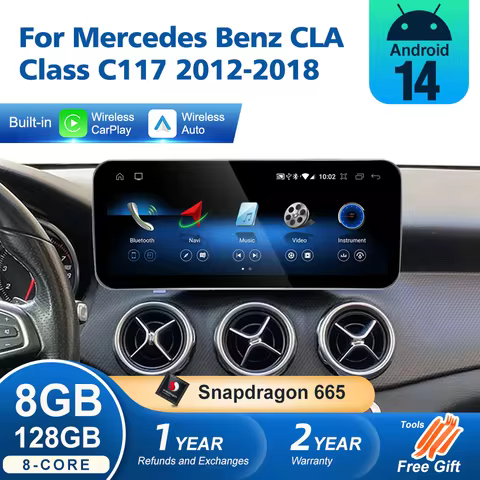Android 14 Wireless Carplay For Mercedes Benz CLA Class C117 2012-2018 Auto Radio GPS Player Multime