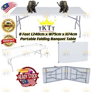 TKTT ™️ 8 Feet Rectangle Foldable Banquet Table Portable Oblong Fold Briefcase Study Table Meja Lipa