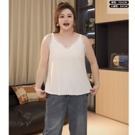 Women's Lace Tank Top Korean-style plus size Loose Tank Top