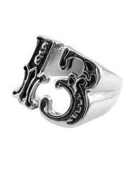 1 件裝男士時尚幸運數字 13 哥德騎士龍爪骷髏鋅合金戒指復古龐克戒指