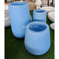 REX FP37 Matte Blue Fiberglass Tall Flower Pot Pasu Bunga Garden Taman Plant Pokok Fiber Indoor Outd