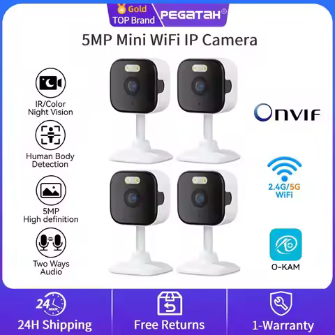 1-4PC 5MP Mini WiFi IP Camera Indoor Human Detection 5X Zoom Surveillance Baby Monitor CCTV PTZ O-Ka