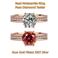 Real Moissanite 2ct ring with GRA certificate Rose gold plated S925 Sterling Silver women diamond ri