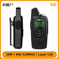 ksun murah ht mini jarak jauh 3KM uhf walkie talkie with led screen handy talky portable V6