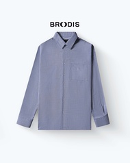 Broodis - Kemeja Soma Coffee Modern Fit Soma Tweed Motif Houndstooth Premium