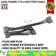 Sata Power Cable 1 to 4 Splitter Branch SSD HDD Extension Cable Extender 4 Way Hub Extension
