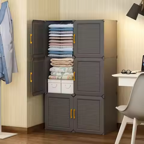 Household Bedroom Wardrobe Furniture Collapsible Assemble Locker Multifunctional Storage Cabinets Du