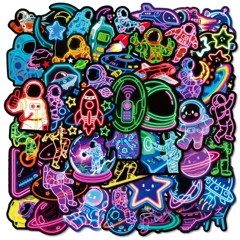 56 Astronaut Neon Graffiti Sticker Helmet Cup Pen Case Sticker Decals