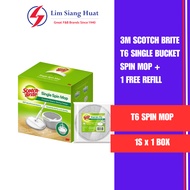 3M Scotch Brite T6 Single Bucket Spin Mop + 1 Free Extra Refill