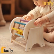 LANFY Montessori Wooden Rainbow Spinning Toy Drum | Montessori Baby Toy 3 Months - 2 Years Old + | E