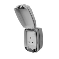 13A Weatherproof Socket TRANSPARENT/GREY IP66 MK 86486 & 13A Waterproof OutDoor IP66 Switch Socket /