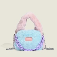 Girl Furry Bag Plush Bucket Bag Furry Handbag