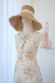 掛脖連身裙 長款印花連身裙 派對連身裙 新娘伴娘連身裙 婚禮連身裙