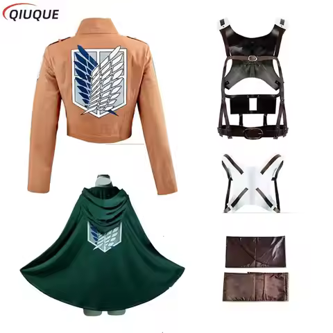 Eren Jaeger Mikasa Ackerman Levi Hanji Zoe Cosplay Costume Cloak Cape Jacket Leather Skirt Harness B