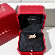 Cartier卡地亞 中古 Vintage  Trinity 系列， 18K 三色金 超大號三環戒指，52號