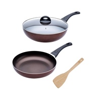 【CookPower 鍋寶】TITANIUM鈦晶不沾鍋雙鍋四件組30CM(30炒含蓋+30煎+鏟) IH/電磁爐適用