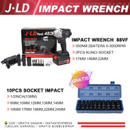 COD JLD 88V mesin bor impact baterai 350N.M bor Baterai 13mm Impact Wrench brushless impact jld tool