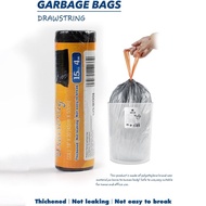Jkeep Large Plastic Trash Bag Rope Plastic Trash Bag Roll Black Trash Bag 15L/16L/20L Trash Can