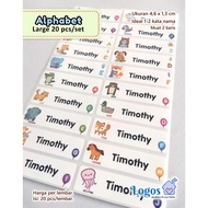 Alphabet Animal LARGE waterproof Name Label Animal Sticker Name Sticker