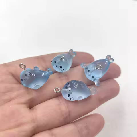 10pcs Kawaii Small Blue Dolphin Charms Cute Resin Animals Beach Pendant Flatback Keychain DIY Jewelr