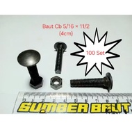 100 SET Cb Bolts 5/16 4cm key 12 fence/s umbrella/s truck bed/s car bumper/s carried/s Bolt
