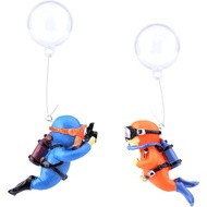 2 Pcs Set Photo Blue Fatty and Diving Orange Fatty Aquarium Decoration Fish Tank Aquarium Diver Decoration Floating Aquarium Accessories