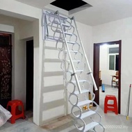 Loft Wall-Climbing Lifting Ladder Foldable Stair Heightened Folding Ladder Wall-Mounted Retractable 