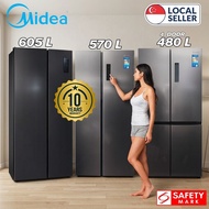 Midea Refrigerator 480L 570L 605L – Inverter Fridge, Auto De-Frost, Energy Saving, 10-Year Compresso
