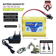 Paket Adaptor Charger + Baterai Mainan Anak / Baterai RC Tipe NI-CD 3X AA 36V 4500mAh SOKET HITAM