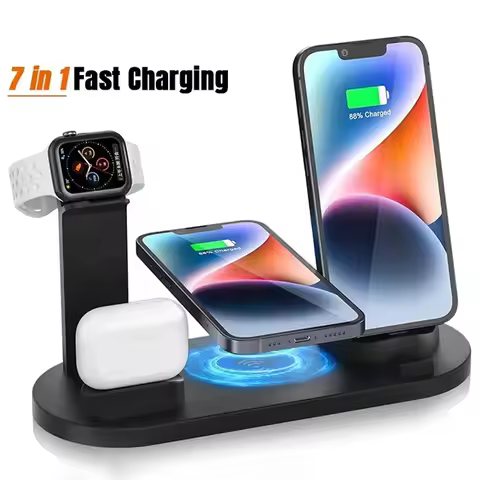 7 In 1 Wireless Charger Stand For iPhone 1-12 Apple Watch 9/8/7/6 Airpods Pro2/1 Phone Chargers Fast
