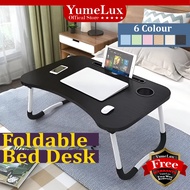 YumeLux Bed Table Laptop Desk With Drawer Cup Holder Foldable Pen/Ipad Holder Meja Katil/Tilam 床桌子