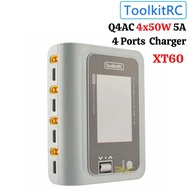 ToolkitRC Q4AC 4x50W 5A AC 100W 4 Ports DC Smart Charger Discharger XT60 for 1-4S Lipo Battery EU Pl