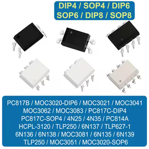 Pc817 Pc817B Pc817C 6N137 Tlp250 Tlp627 4N35 4N25 6N136 6N138 Moc3041 Moc3020 Moc3021 Hcpl3120 Moc30