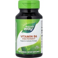 Nature's Way Vitamin B-6 Supplement, Cellular Energy Support*, 50mg per Serving, 100 Capsules