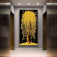 Nordic Art Golden Tree Rich Money Canvas Painting Wall Art Posters Prints Wall Pictures for Living R
