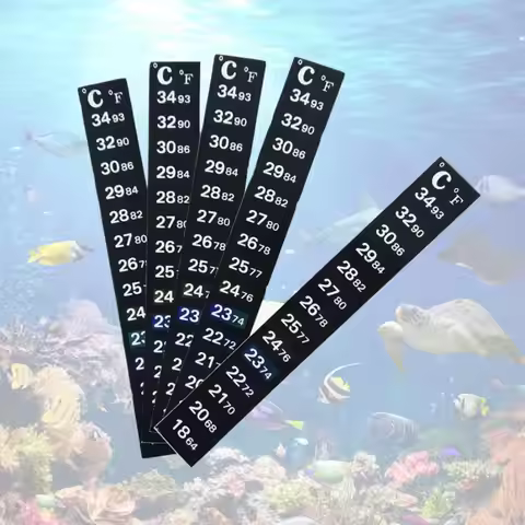 1/5Pcs Aquarium Thermometer Strip Stick-on Fish Tank Discolor Thermometer Sticker Adhesive Sticky Du