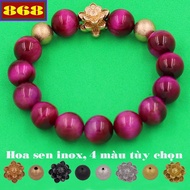 2-ball lotus charm red tiger stone bead bracelet