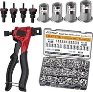 ASE Stainless Steel Rivet Nut Tool Kit, 500PCS (1/4-20,10-24,8-32,6-32) inch Rivet Nut, Suitable for
