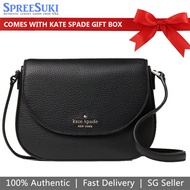 Kate Spade Handbag In Gift Box Pebbled Leather Mini Flap Crossbody Bag Black # WLR00396