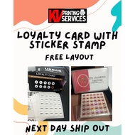 CUSTOMIZED / PERSONALIZED LOYALTY CARD WITH STICKER STAMP