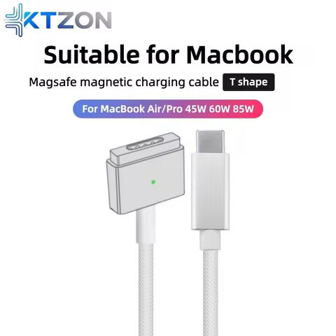 USB-C to MagSafe 2 T-tip Braided Charging Cable for MacBook Air/Pro, Fast Magnetic Charger Cord Comp