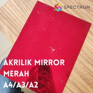 LEMBARAN AKRILIK / AKRILIK MIRROR MERAH 2MM / A2, A3, A4