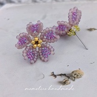 鉤針 串珠 編織 櫻花 耳環